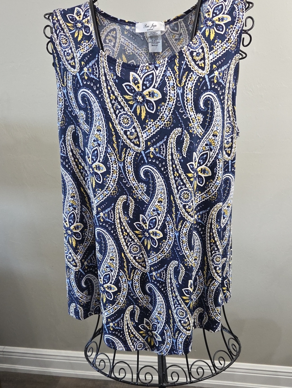 Blue Paisley Sleeveless Tank Top by Rue Juju